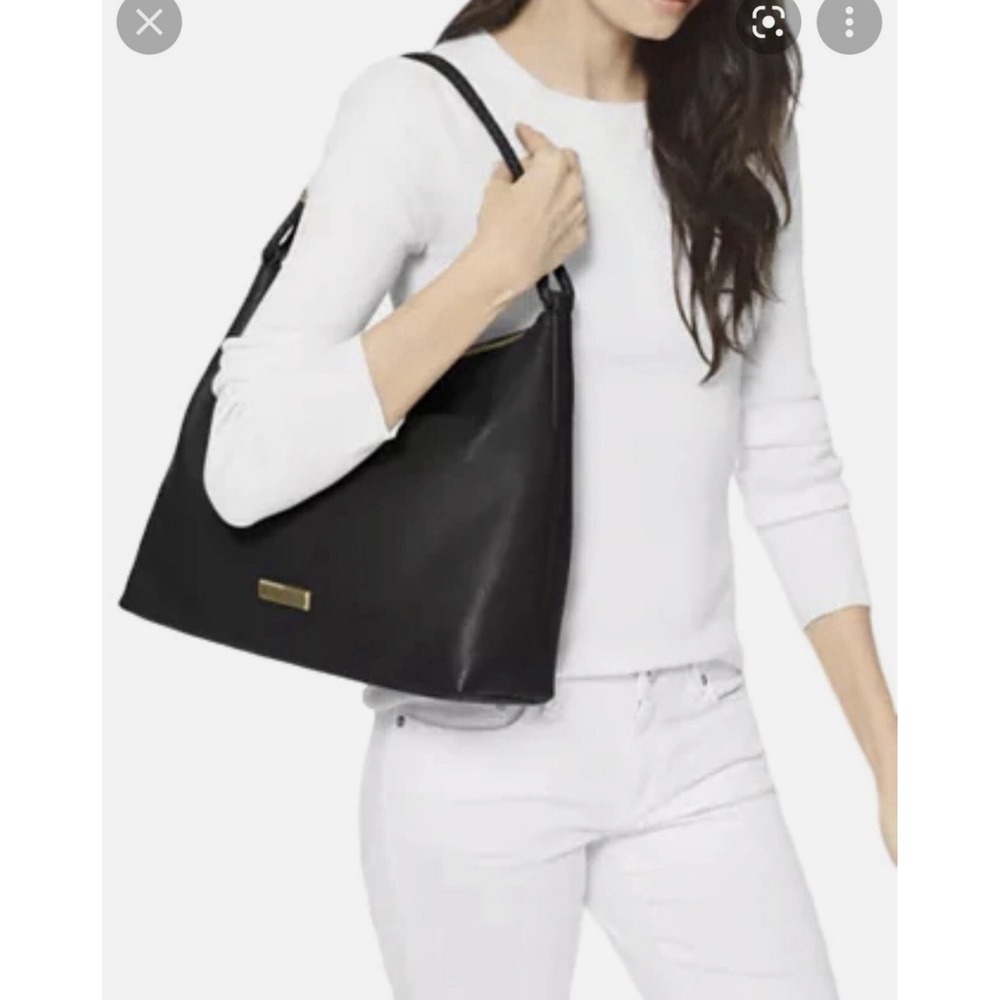 Michael Kors Lexington Black And Gold Leather Shoulder Tote Bag Gold Hardware